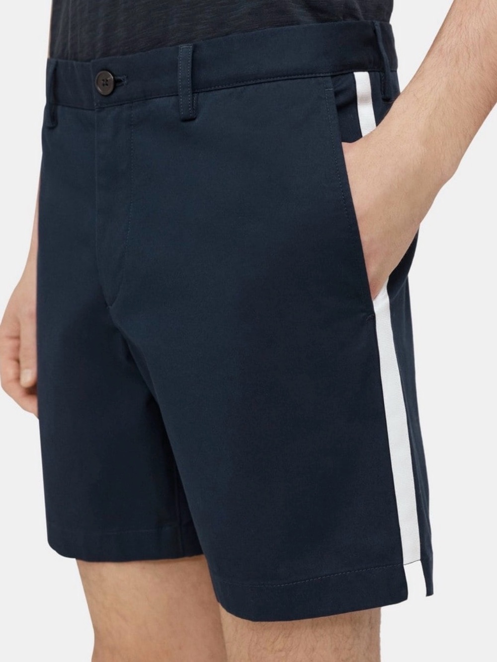 Theory Navy Shorts with White Side Stripe